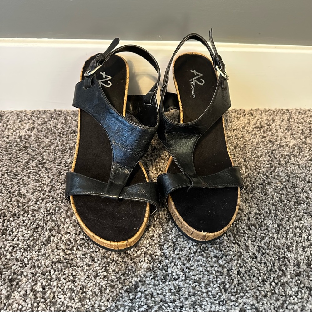A2 by Aerosoles Wedge Sandals Black - Picture 3 of 4